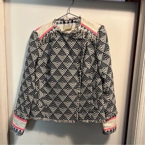 Trina Turk Women Rent The Runway Fringe Jacket Side zip blazer Coat Size 4 H2